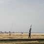 A lamp mast is the other fixing end - the antenna hangs very low, of course